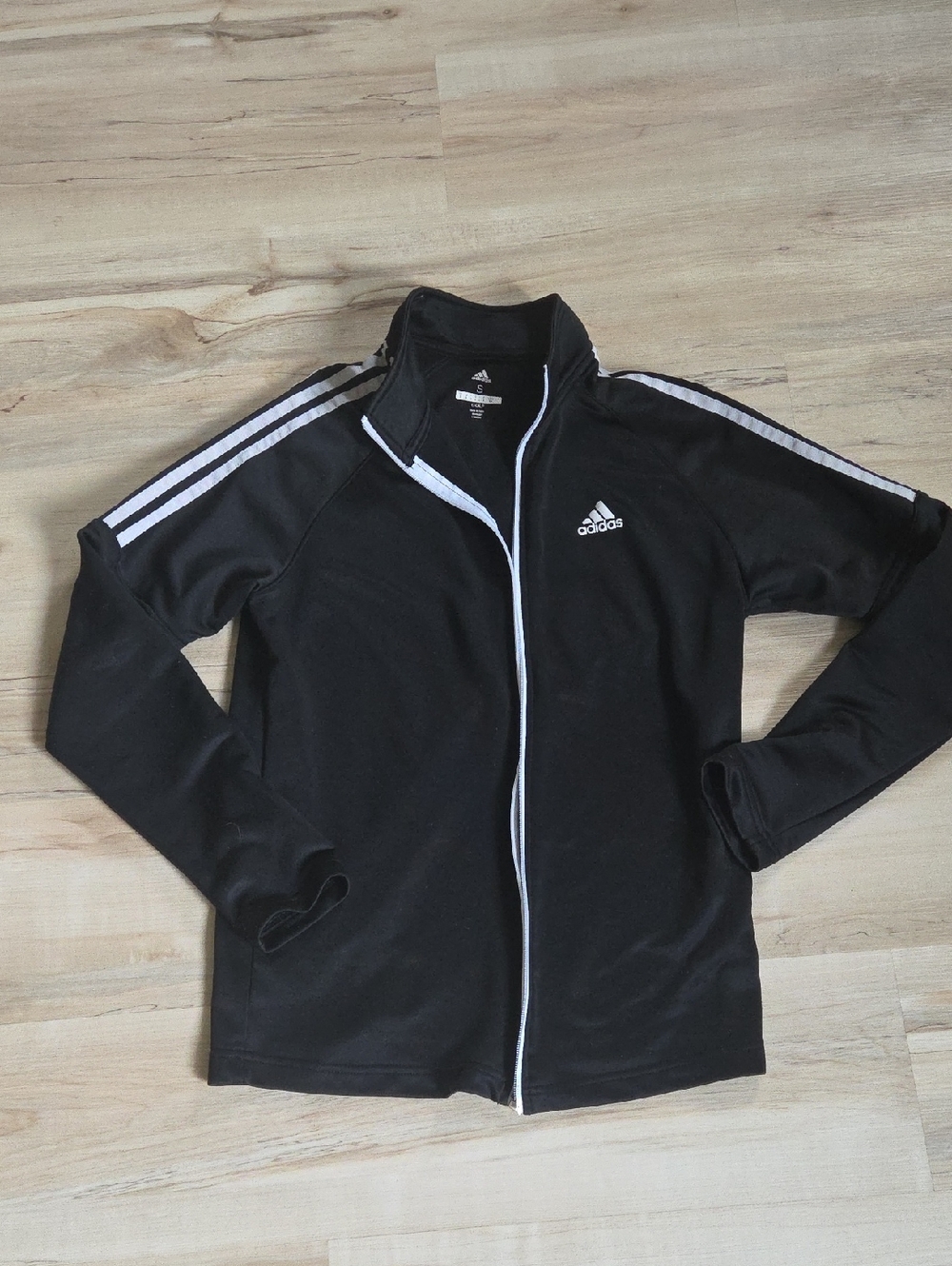 adidas Golf Black Jacket with White Three-Stripes